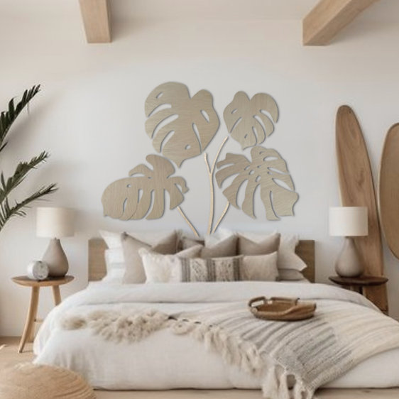 Cabecero de cama Monstera en madera