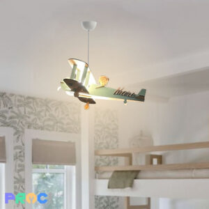 Lámpara de techo infantil avión en madera - personalizada